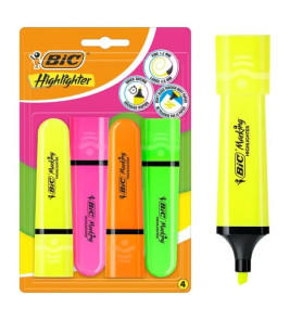 HIGHLIGHTERS 4PC BIC NEON COLOURS HIGHLIGHTERS 4PC BIC NEON COLOURS