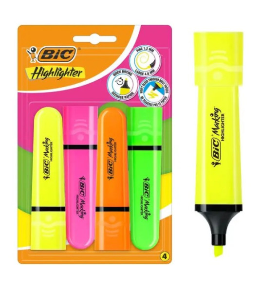 HIGHLIGHTERS 4PC BIC NEON COLOURS