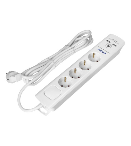 EXTENSION LEAD 4-GANG SCHUKO + 2USB A