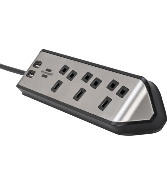 CORNER EXTENSION LEAD 4G 3M 13A+ 2USB S/S-BLACK