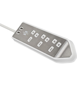 CORNER EXTENSION LEAD 4G 3M 13A+ 2USB S/S-WHITE