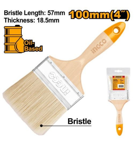 INGCO PAINT BRUSH 100MM/4`` WOODEN HANDLE