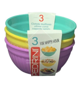 PEDRINI 3PC PLASTIC BOWL SET 12CM