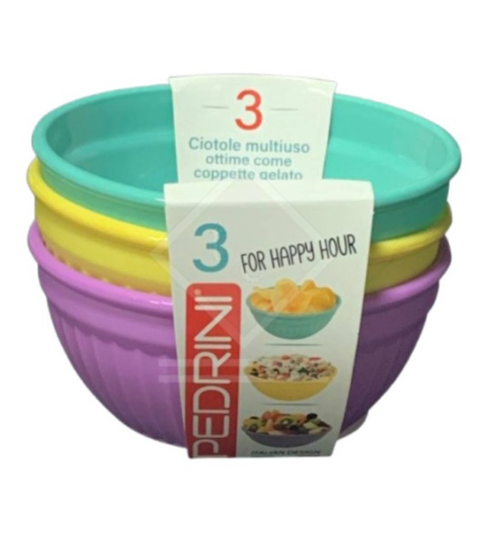 PEDRINI 3PC PLASTIC BOWL SET 12CM