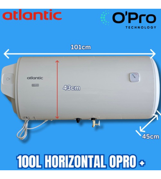 ATLANTIC O`PRO WATER HEATER 100L HORIZONTAL 5Y