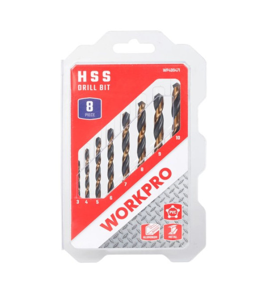 DRILL BITS 8PC 3-10MM WORKPRO