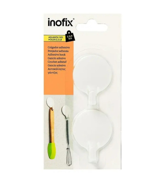 WHITE CIRCULAR ADHESIVE HOOKS *2pcs