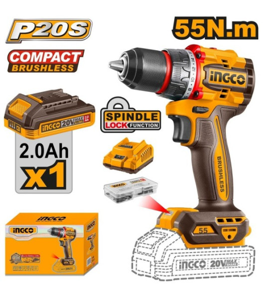 INGCO 20V CORDLESS DRILL (1BATT+1CHARGER)