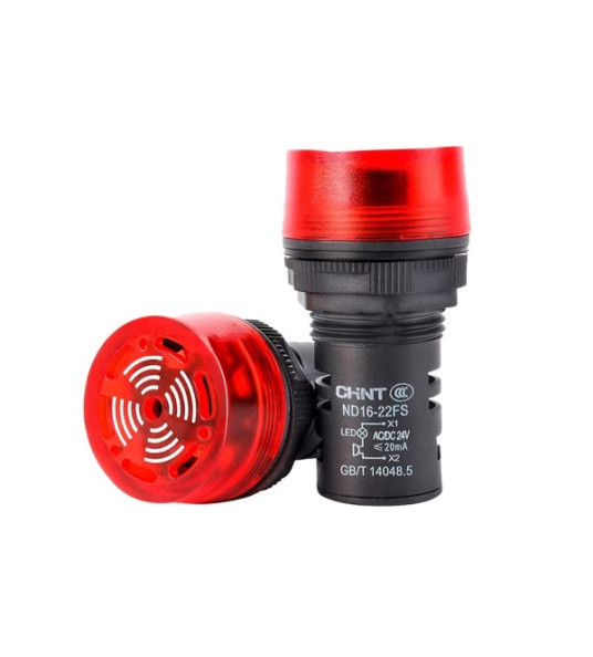 BUZZER 22MM 220V INTERMITTENT SOUND & FLASH