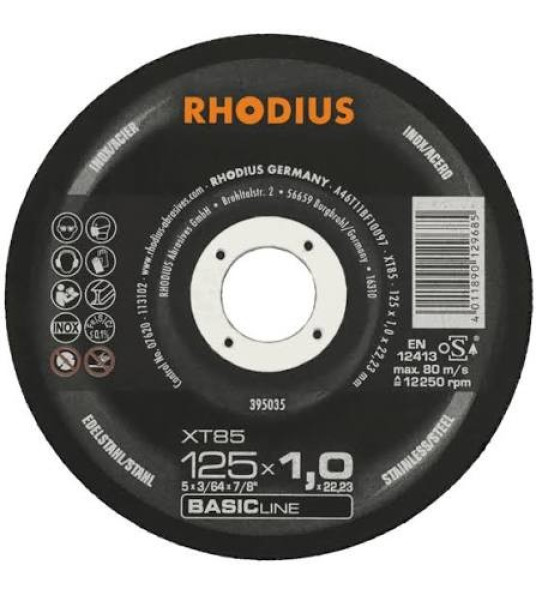 RHODIUS STEEL CUTTING DISC 125X1.0 XT85