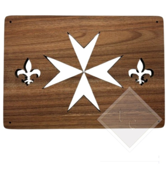 WOODEN VENT COVER BROWN FLEUR-DE-LYS 24X17CM