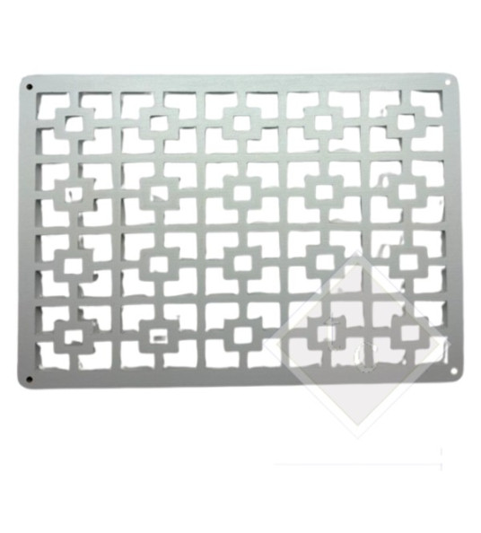 WOODEN VENT COVER  WHITE GEOMETRIC 24X17CM