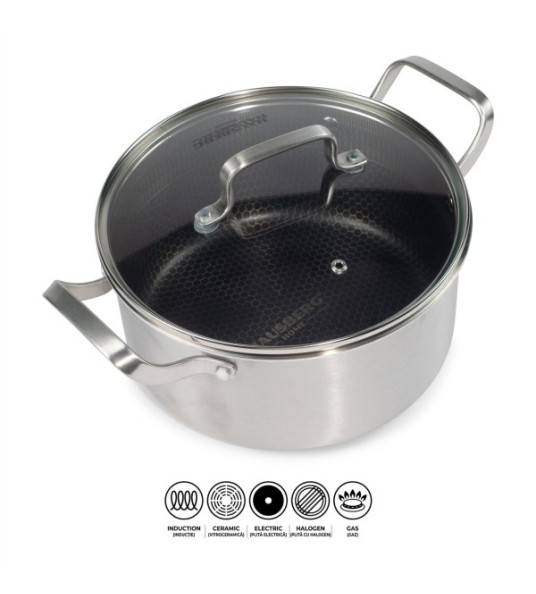HAUSBERG S/S HONEYCOMB POT 24CM 5.1L