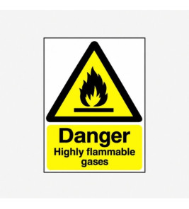 DANGER HIGHLY FLAMMABLE GASES 200X150MM DANGER HIGHLY FLAMMABLE GASES 200X150MM