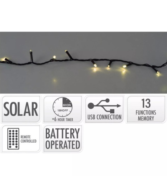WARM WHITE SOLAR FAIRY LIGHTS 240 LED 10M